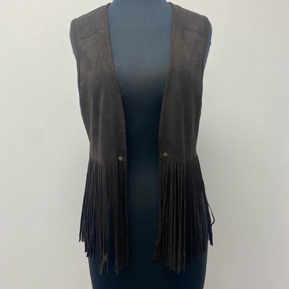 Karen Kane Faux Suede Fringe Vest - Picture 2 of 6